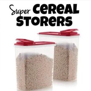 Tupperware Cereal Containers with Red Lids